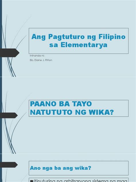 Ang Pagtuturo Ng Filipino Sa Elementarya Pdf