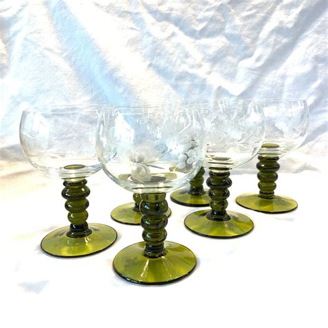 vintage set of 6 romer wine glasses romer wine goblets etsy uk wine goblets wine glasses