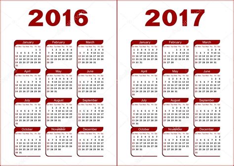 Calendar 2016 2017 — Stock Vector © Silantiy 83100838