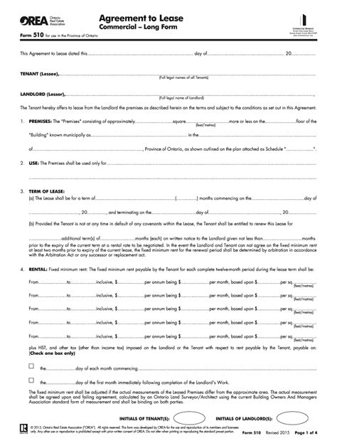 Commercial Lease Agreement Ontario Fill Online Printable Fillable