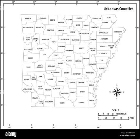 Arkansas State Outline Administrative And Political Map In Black And