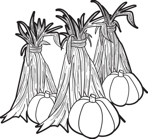 Click the indian corn coloring pages to view printable version or color it online (compatible with ipad and android tablets). pumpkin corn stalks hay mums clipart black and white 20 ...