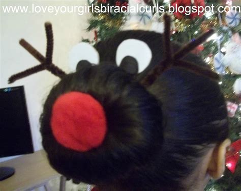 Using your fingers and a paddle brush gather hair into a. Love Your Girls Biracial Curls: Reindeer Christmas Hair ...