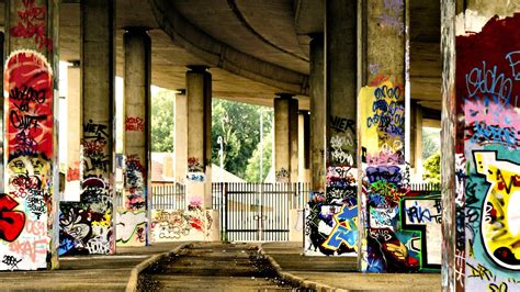 Gray Concrete Bridge Graffiti Hd Wallpaper Wallpaper Flare