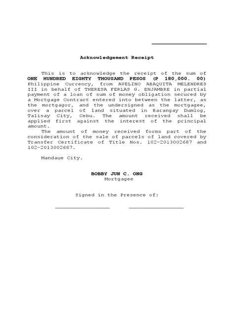 An acknowledgment receipt is no different as it helps confirm and verify the fulfillment of an agreement for a certain transaction. Acknowledgement Receipt