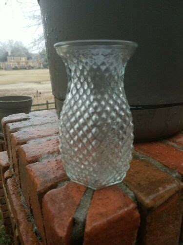 Vintage Hoosier Diamond Hobnail Clear Glass Vase 4071 Faceted Free