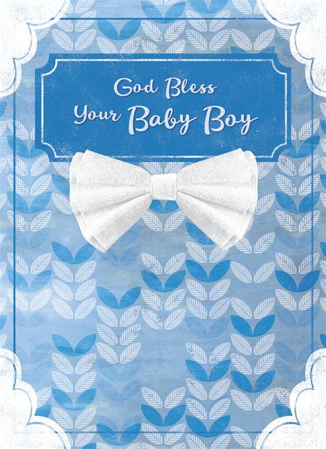 Baby Boy Baptism Bowtie Personalized Greeting Cards By