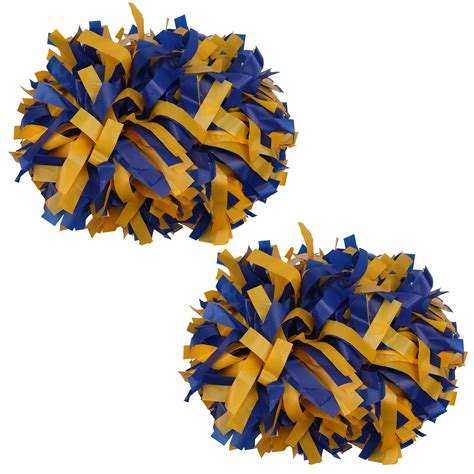 plastic cheer pom poms cheerleading cheerleader gear 2 pieces one pair poms royal blue yellow