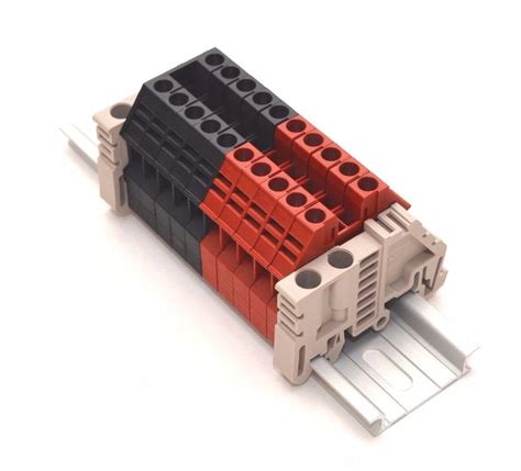 Dinkle Assembly Dk4n Redblack 10 Gang Din Rail Terminal Blocks 10 22