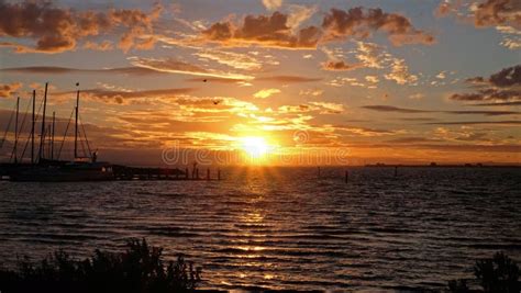 Sunset Over The Lake At Brighton Beach In Melbourne Australia Stock