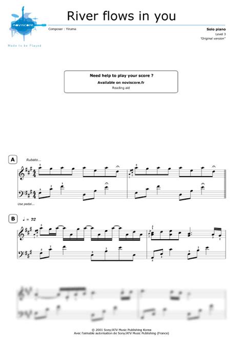 Piano (2), violin, flute, oboe, trumpet and 5 more. Piano sheet music River flows in you (Yiruma) | Noviscore ...