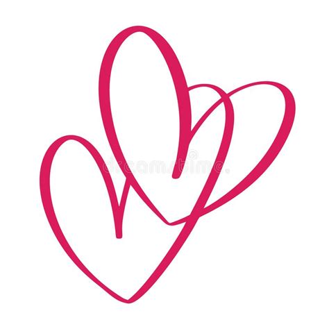 Heart Two Love Sign Icon On White Background Romantic Symbol Linked