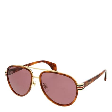 gucci gg0447s 006 58 sunglasses havana havana red in marrone fashionette