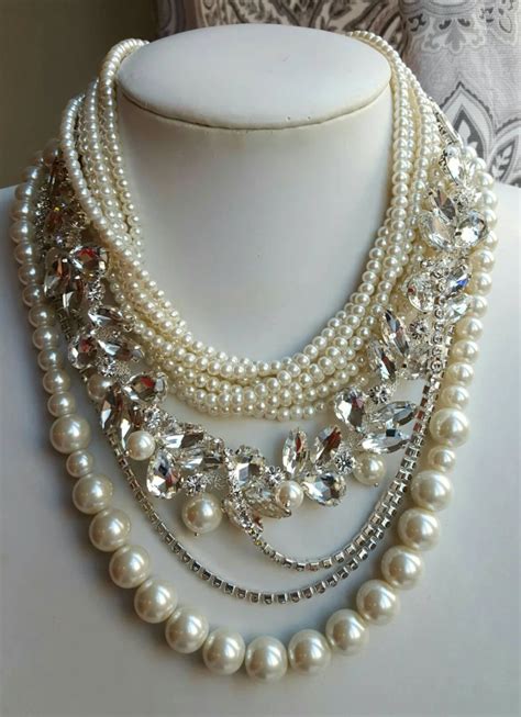 Chunky Multi Strand Faux Pearl Statement Necklace Fashionlilla Trending Necklaces Fashion