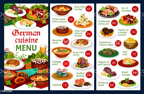 Modèle Vectoriel De Menu De Restaurant De Nourriture Allemand Vecteurs