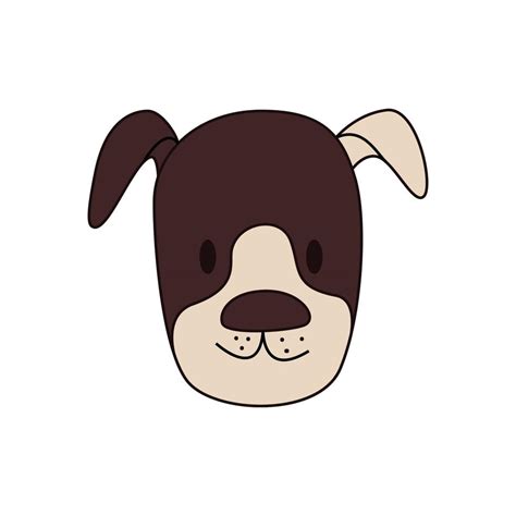 Cartoon Dog Head With White Ear Isolated Colored Vector Illustration