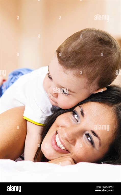 Mother And Son Are Playing Stock Photo Alamy