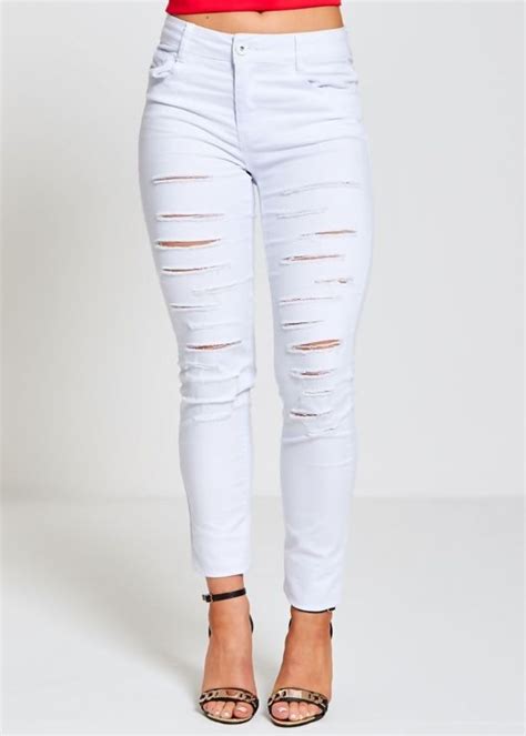 Wholesale White Distressed Jeans J5fashion