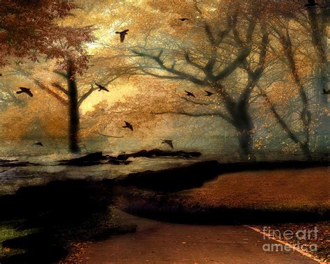 Surreal Fantasy Haunting Autumn Trees Ravens Photograph By Kathy Fornal