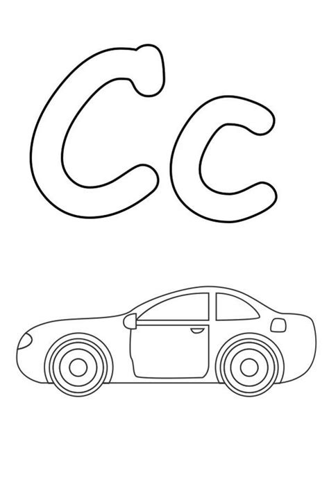 .coloring worksheet and color the picture which start with letter c coloring page for young kids, kindergarten, tooddler to print and color at www.morecoloringpages.com. Drawing a Car and Letter C Coloring Page | ART | Pinterest
