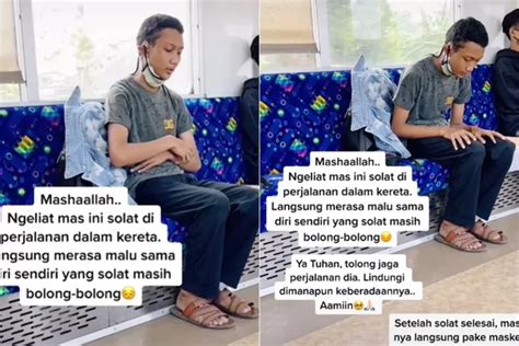 Viral Video Pria Salat Dalam Posisi Duduk Di KRL Bikin Netizen