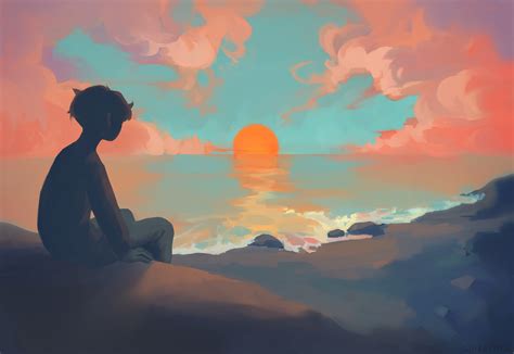 Anime Boy Sitting Watching Sunset Hd Anime 4k Wallpapers
