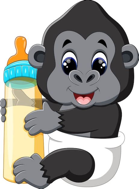 Premium Vector Baby Gorilla Holding Milk Bottle