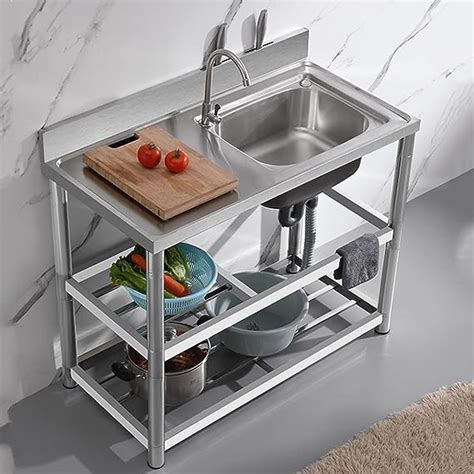 Stainless Sink Commercial Kitchen Sink With Storage Shelf Kitchen