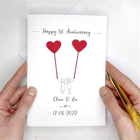 St Anniversary Card Etsy Uk