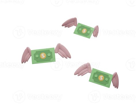 3d Flying Dollar Banknotes Wings Isolated On Blue 11106129 Png