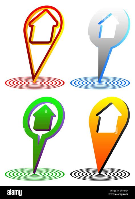 House Location Icon Set Map Pointer Silhouette Symbol Collection Real