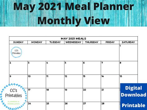 May Meal Planner Meal Plan Tracker May 2021 Meal Plan Etsy