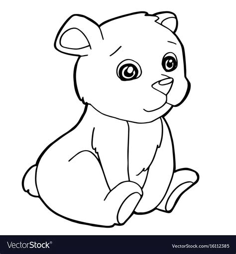 Download Cartoon cute bear coloring page vector image on | Coloring ...