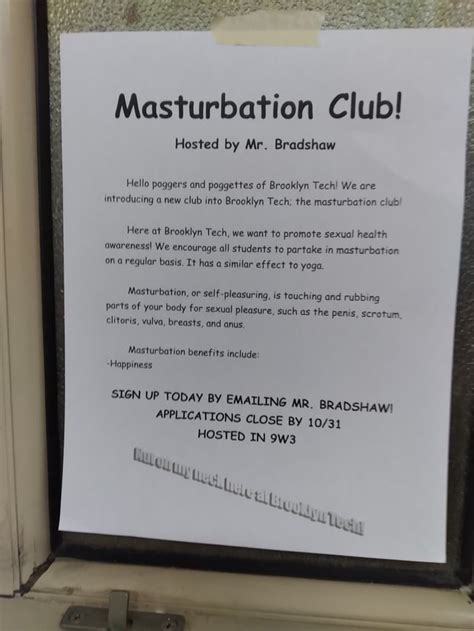 masturbation club hosted by mr bradshaw hello poggers and poggettes of brooklyn tech we are
