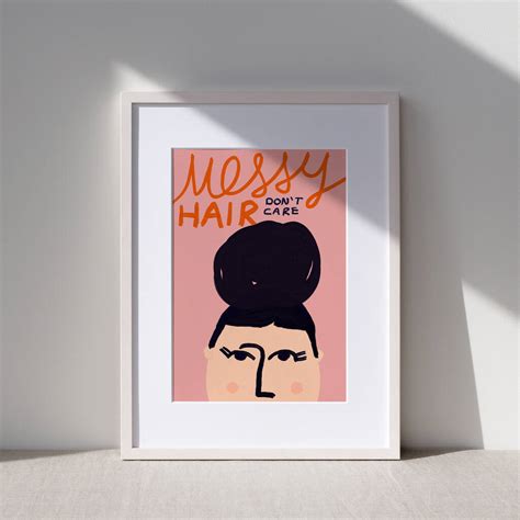 messy hair don t care illustrated art print by sweetlove press