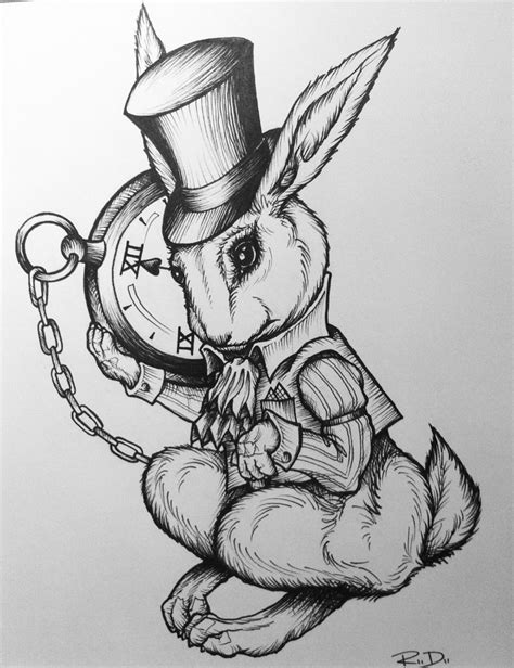 White Rabbit Alice In Wonderland Tattoo White Rabbit Illustration