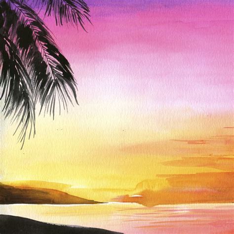 Tropical Sunset Watercolor Kit Watercolor Sunset Watercolor Art Landscape Lets Make Art