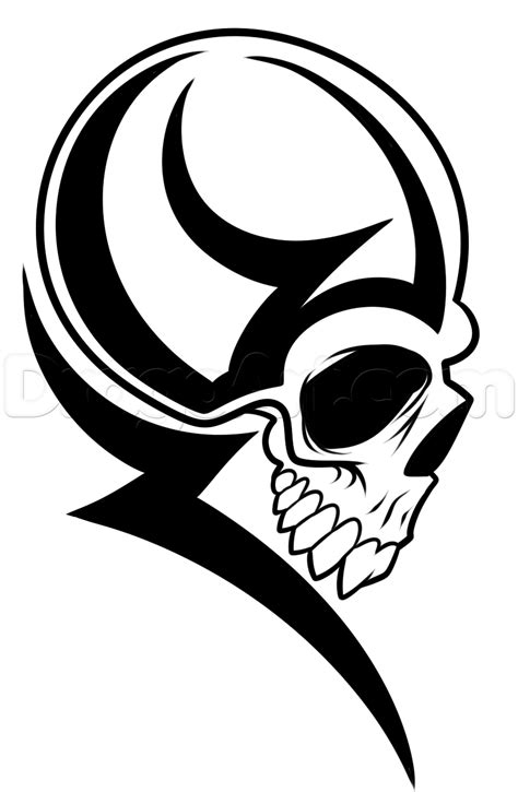 Drawings of skulls are so great. How To Draw A Tribal Skull Head by Dawn | Skull drawing ...