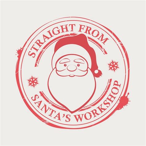 Premium Vector Round Stamp With Santa Claus In A Hat And Snowflakes