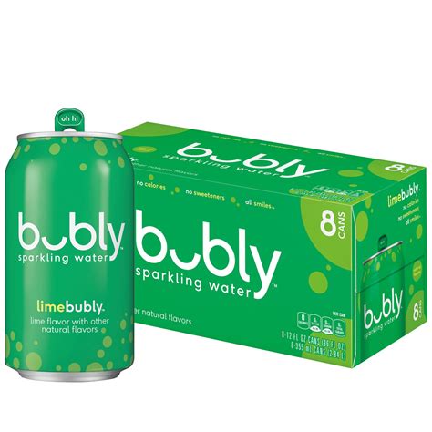 Bubly Lime Flavored Sparkling Water 12 Oz 8 Pack Cans