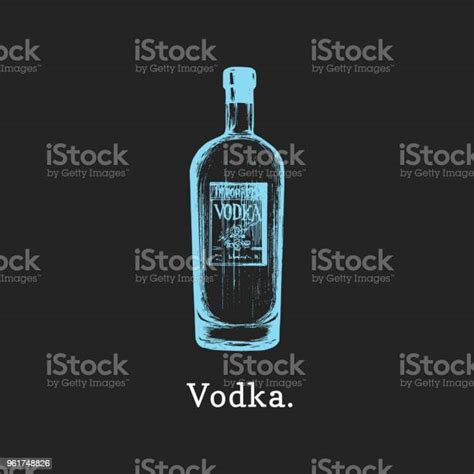 Vector Illustration Of Vodka Bottle Hand Drawn Sketch Of Alcoholic