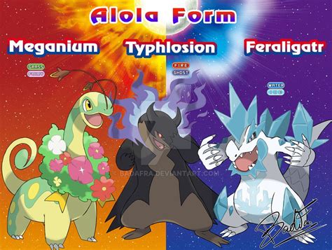 Meganium Typhlosion And Feraligatr Alola Form By Badafra Pokemon