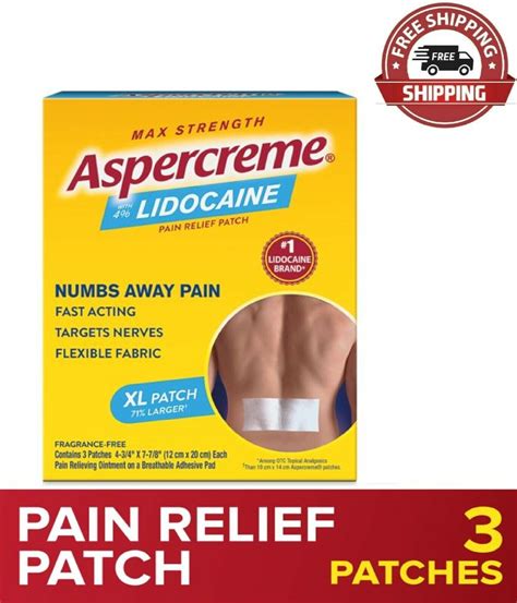 Aspercreme Lidocaine Max Strength Xl Patch 3 Ct Odor Free Back