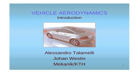 Vehicle Aerodynamics Royal Institute Of Technology · Pdf