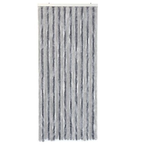 Rideau soria en chaînette aluminium argent et gris. Rideau de porte (120 x H220 cm) Chenille Gris clair et ...