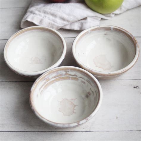 Andover Pottery — Set Of Three Small Rustic Prep Bowls Ceramic Pottery