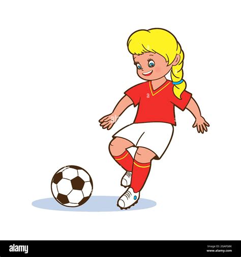 A Young Girl Football Player Plays With Her Feet A Soccer Ball