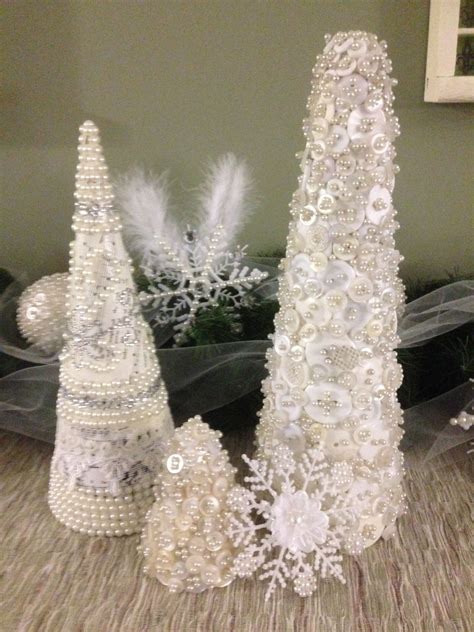 Button Trees Styrofoam Tree Forms From Michaels Covered In Pearly