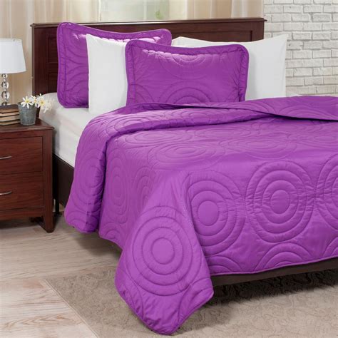 Lavish Home Embossed Purple Polyester King Quilt 66 41 K P The Home Depot