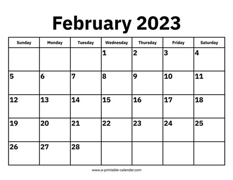 February 2023 Calendar A Printable Calendar
